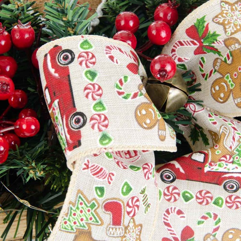 Holiday Treats επιτραπέζια χριστουγεννιάτικη σύνθεση με gingerbread και candy canes 46x26x14 εκ