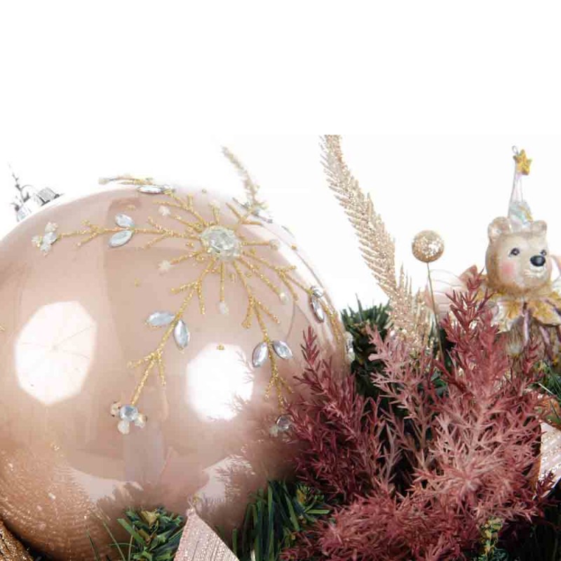 Blush Magic επιτραπέζια χριστουγεννιάτικη σύνθεση σε dusty pink και χρυσή απόχρωση 69x34x23 εκ