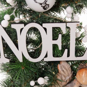 Noel Έτοιμο στολισμένο Χριστουγεννιάτικο στεφάνι με led φωτάκια 90 εκ