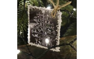 Χειροποίητο Χριστουγεννιάτικο retro στολίδι σε μαύρο φόντο με χιόνι σετ δώδεκα σχεδίων 9x6 εκ