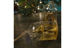 Κρεμαστά Χριστουγεννιάτικα στολίδια σε σχήμα γυάλας σετ των δύο αλογάκι και μπαλαρίνα 11 εκ