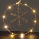Χριστουγεννιάτικο στρογγυλό μεταλλικό στολίδι με χιονονιφάδα με λαμπάκια led θερμού φωτός 20 εκ