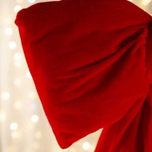 Κόκκινος Χριστουγεννιάτικος διακοσμητικός φιόγκος από βελούδινο ύφασμα 36 εκ