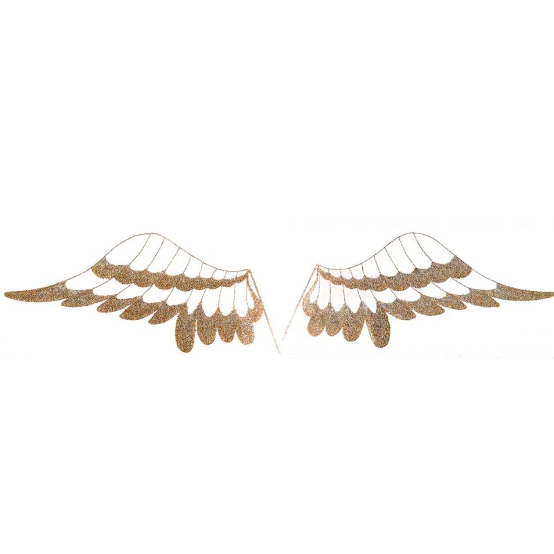 Διακοσμητικά επιτοίχια φτερά αγγέλου σε χρυσή απόχρωση με χρυσόσκονη 98x46 εκ