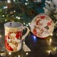 Χριστουγεννιάτικη κούπα με Άγιο Βασίλη και χιονάνθρωπο σε κουτί δώρου με βελούδινο φιόγκο 13 εκ