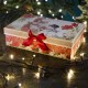 Χριστουγεννιάτικα φλυτζανάκια καφέ με Άγιο Βασίλη και χιονάνθρωπο σε κουτί δώρου με μπορντό βελούδινο φιόγκο 22 εκ