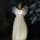 Επιτραπέζιος διακοσμητικός Χριστουγεννιάτικος άγγελος με λευκό φόρεμα φωτιζόμενος από λαμπάκια led 50 εκ