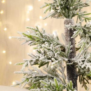 Mini χιονισμένο Χριστουγεννιάτικο δεντράκι Full Plastic με βάση από λινό σακί 100 εκ