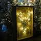 Χριστουγενιάτικο διακοσμητικό τοίχου με κεφάλι ελαφιού φωτιζόμενο από λαμπάκια led θερμού φωτός 30 εκ