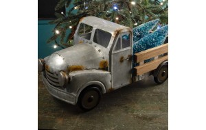 Χριστουγεννιάτικο επιτραπέζιο διακοσμητικό φορτηγάκι με δεντράκια μεταλλικό γαλβανισμένο 40 εκ