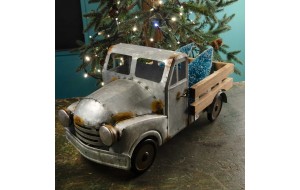 Χριστουγεννιάτικο επιτραπέζιο διακοσμητικό φορτηγάκι με δεντράκια μεταλλικό γαλβανισμένο 40 εκ