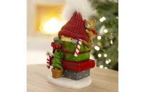 Χριστουγεννιάτικο επιτραπέζιο διακοσμητικό Κοριτσάκι με δώρα 16 εκ