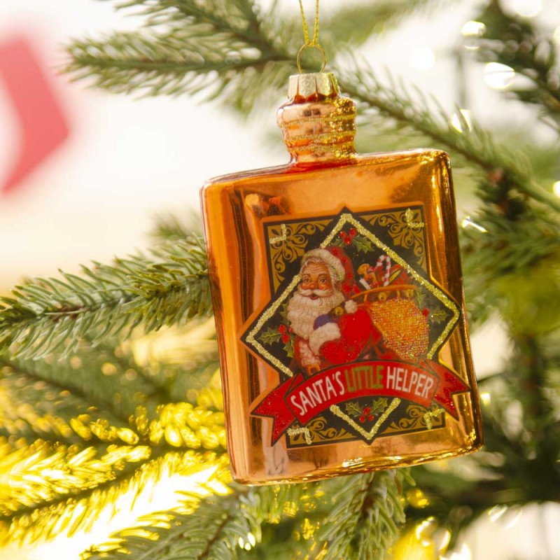 Κρεμαστό Χριστουγεννιάτικο στολίδι Φλασκί με τον Άγιο Βασίλη σε δύο χρώματα σετ των δύο 11 εκ