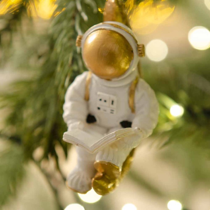Στολίδια Χριστουγεννιάτικα με Αστροναύτες στο φεγγάρι από πολυρέζιν σε δύο σχέδια σετ των δύο 7 εκ