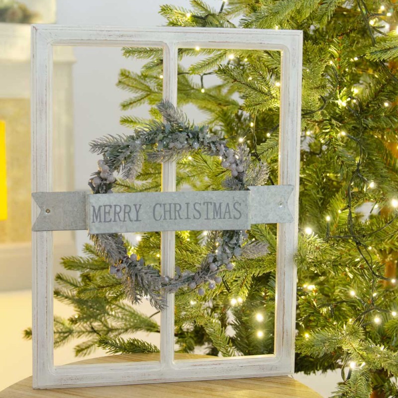 Ξύλινο Χριστουγεννιάτικο διακοσμητικό παράθυρο κρεμαστό 40 εκ