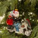 Κρεμαστό Χριστουγεννιάτικο στολίδι γυάλινο  Άγιος Βασίλης σε μηχανή  13 εκ