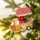 Κρεμαστό γυάλινο Χριστουγεννιάτικο στολίδι Φορτηγάκι για Καφέ 13 εκ