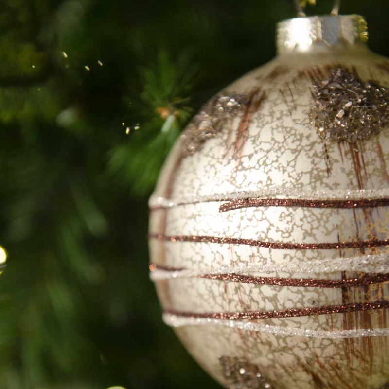 Μπάλα Χριστουγεννιάτικη κρακελέ ανάγλυφη σε χρυσή απόχρωση 10 εκ