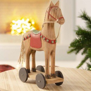 Επιτραπέζιο Χριστουγεννιάτικο ξύλινο διακοσμητικό αλογάκι 25 εκ