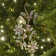 Χριστουγεννιάτικο κρεμαστό στολίδι σε σχήμα φύλλου με πέρλες σετ των δύο 18 εκ