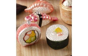 Sushi Χριστουγεννιάτικα στολίδια κρεμαστά γυάλινα σετ των δύο 6 εκ