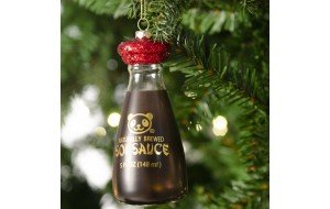 Γυάλινο κρεμαστό στολίδι Χριστουγεννιάτικο μπουκάλι Soy Sauce 12 εκ