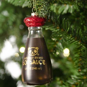 Γυάλινο κρεμαστό στολίδι Χριστουγεννιάτικο μπουκάλι Soy Sauce 12 εκ