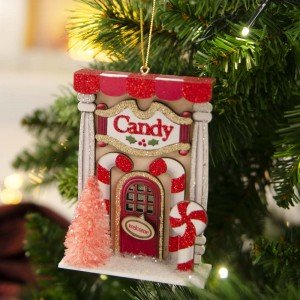 Στολίδια Χριστουγεννιάτικα κρεμαστά Candy and Toy shop σετ των δύο από χαρτί 10 εκ