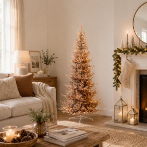 Aurelia Gold Slim χριστουγεννιάτικο δέντρο Pre-shaped και Pre-Lit σε χρυσό χρώμα 150 εκ