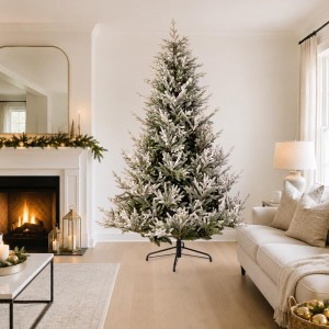 Vail Pre-Shaped χριστουγεννιάτικο δέντρο flocked με μεικτό φύλλωμα 210 εκ