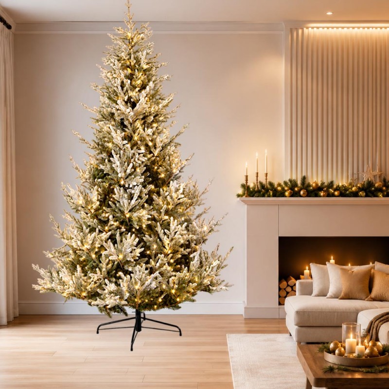 Vail Pre-Shaped & Pre-Lit χιονισμένο χριστουγεννιάτικο δέντρο με 1600 LED 300 εκ