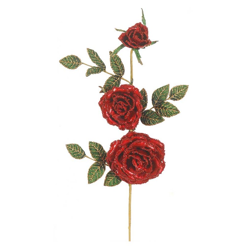 Διακοσμητικό Χριστουγεννιάτικο τριαντάφυλλο σε κόκκινο χρώμα 55 εκ
