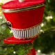 Χριστουγεννιάτικα κρεμαστά στολίδια Καπέλα σε κόκκινο χρώμα σε δύο σχέδια σετ των δύο 20 εκ