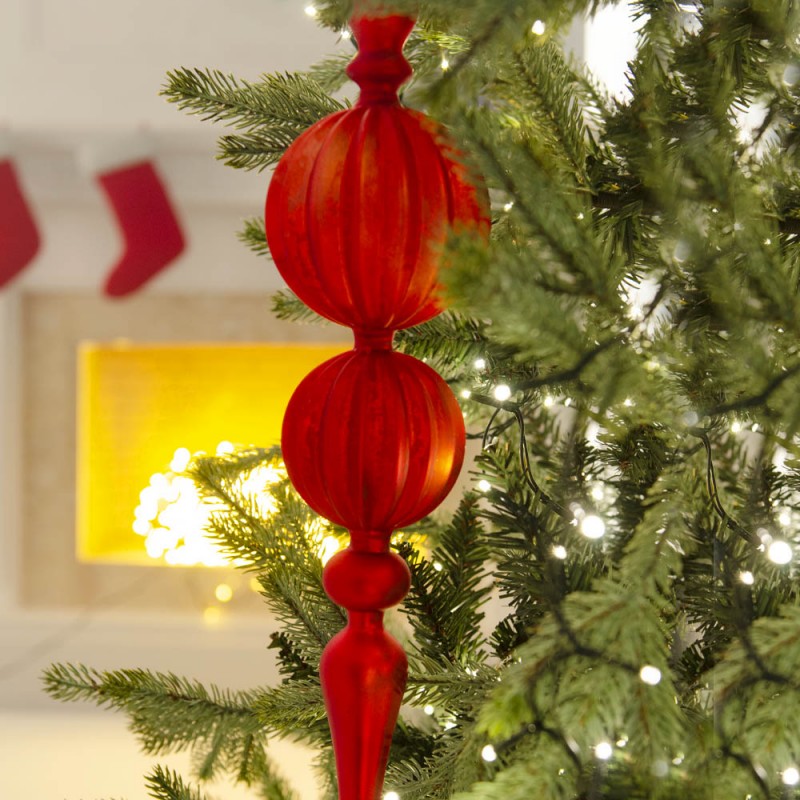 Χριστουγεννιάτικο στολίδι από γυαλί σε κόκκινο χρώμα κρακελέ 42 εκ