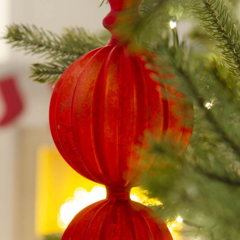 Χριστουγεννιάτικο στολίδι από γυαλί σε κόκκινο χρώμα κρακελέ 42 εκ
