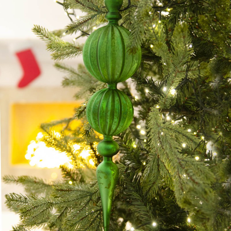 Χριστουγεννιάτικο στολίδι από γυαλί σε πράσινο χρώμα κρακελέ 42 εκ