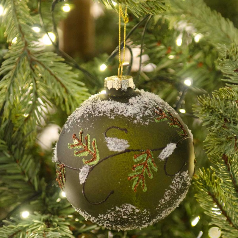Χριστουγεννιάτικες μπάλες κρακελέ σε γήινες αποχρώσεις διακοσμημένες με γκλίτερ σε τρία σχέδια σετ των τριών 10 εκ