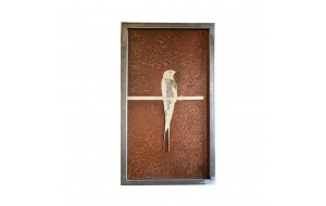 Bird on Branch χειροποίητο μεταλλικό κάδρο με 3D απεικόνιση πουλιού σε κλαδί 47x80 εκ