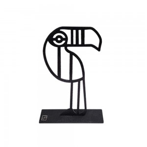 Bird with Shapes χειροποίητο επιτραπέζιο μεταλλικό διακοσμητικό με παπαγάλο και επιλογή απόχρωσης 15x5x22 εκ