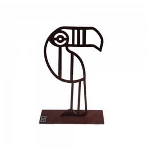 Bird with Shapes χειροποίητο επιτραπέζιο μεταλλικό διακοσμητικό με παπαγάλο και επιλογή απόχρωσης 15x5x22 εκ