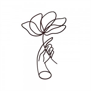 Flower on a Hand χειροποίητο επιτραπέζιο μεταλλικό διακοσμητικό με χέρι να κρατάει λουλούδι και επιλογή απόχρωσης 29x7x40 εκ