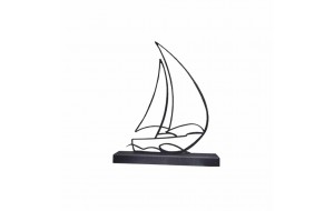 Sailing Boat χειροποίητο επιτραπέζιο μεταλλικό διακοσμητικό με καραβάκι σε μαύρη απόχρωση 32x5x38 εκ