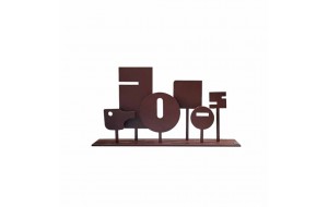 Shapes on Base χειροποίητο επιτραπέζιο μεταλλικό διακοσμητικό με γεωμετρικά σχήματα σε καφέ απόχρωση σκουριάς 50x6x27 εκ