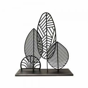 Metallic Leafs χειροποίητο επιτραπέζιο μεταλλικό διακοσμητικό με φύλλα σε μαύρη απόχρωση 35x15x40 εκ