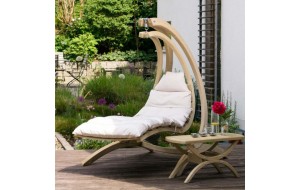 Αιώρα κάθισμα Swing Chair κούνια ξύλινη με εκρού μαξιλάρι 73x116x177 εκ