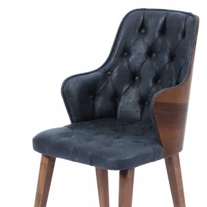 Delux καρέκλα με ξύλινο σκελετό σε φυσική απόχρωση και ύφασμα σε μπλε απόχρωση 50x48x90 εκ