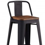 Relix σκαμπό bar από μαύρο μέταλλο με ξύλινο κάθισμα 44x44x97 εκ