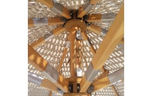Ομπρέλα ξύλινη στρογγυλή με πλεκτό μακραμέ σε μπεζ απόχρωση 250 εκ