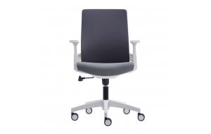 Πολυθρόνα γραφείου λευκή με γκρι ύφασμα  64x64x98 εκ