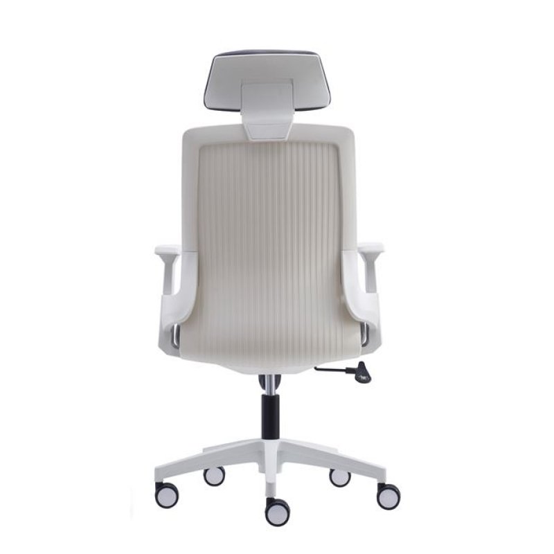 Πολυθρόνα γραφείου λευκή με γκρι ύφασμα 64x66x128cm
